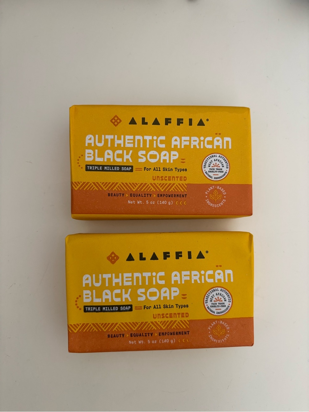 2-PK Alaffia Unscented Authentic African Black Soap , 5 oz
